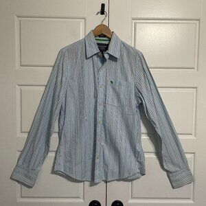 Abercrombie & Fitch Mens Blue Striped Long Sleeve Button Down Muscle Fit Shirt